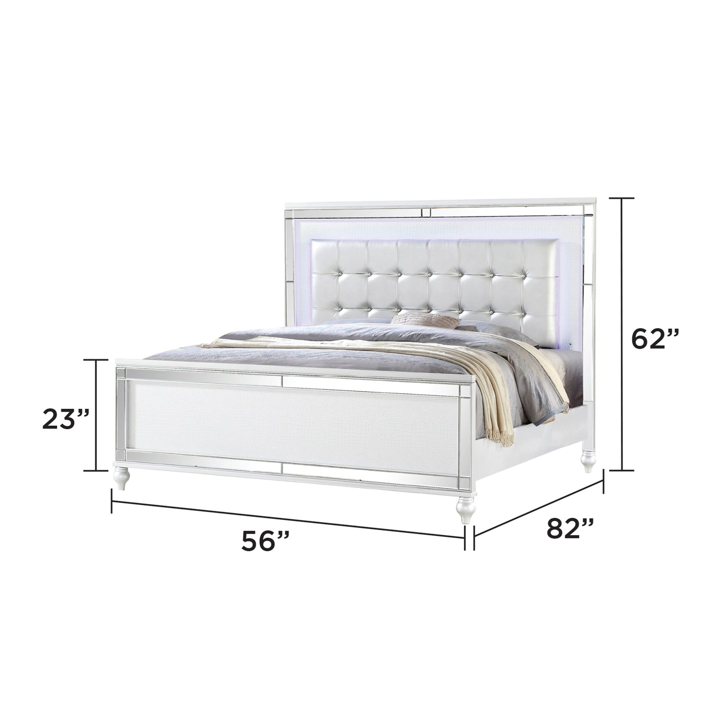 STERLING Full Size Upholstered Bed - White Modern Comfort