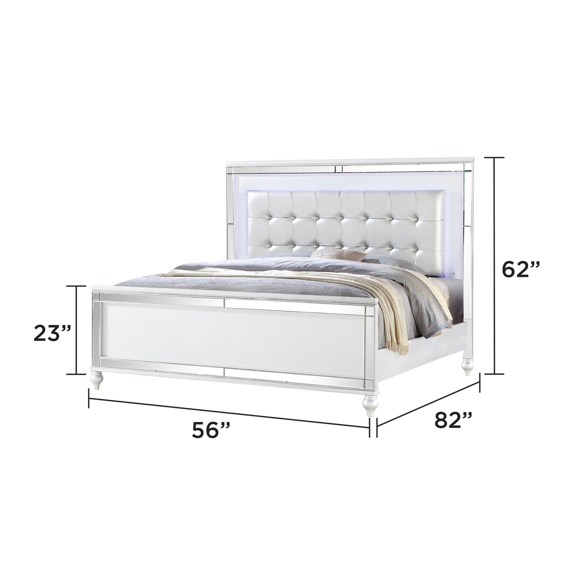 STERLING Full Size Upholstered Bed - White Modern Comfort