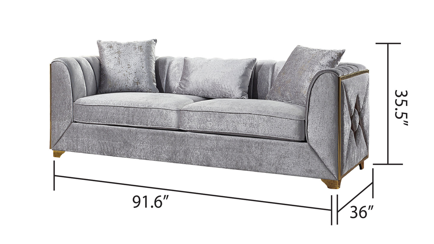 Velencia Modern Sofa - Silver Velvet Comfort