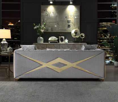 Velencia Modern Sofa - Silver Velvet Comfort
