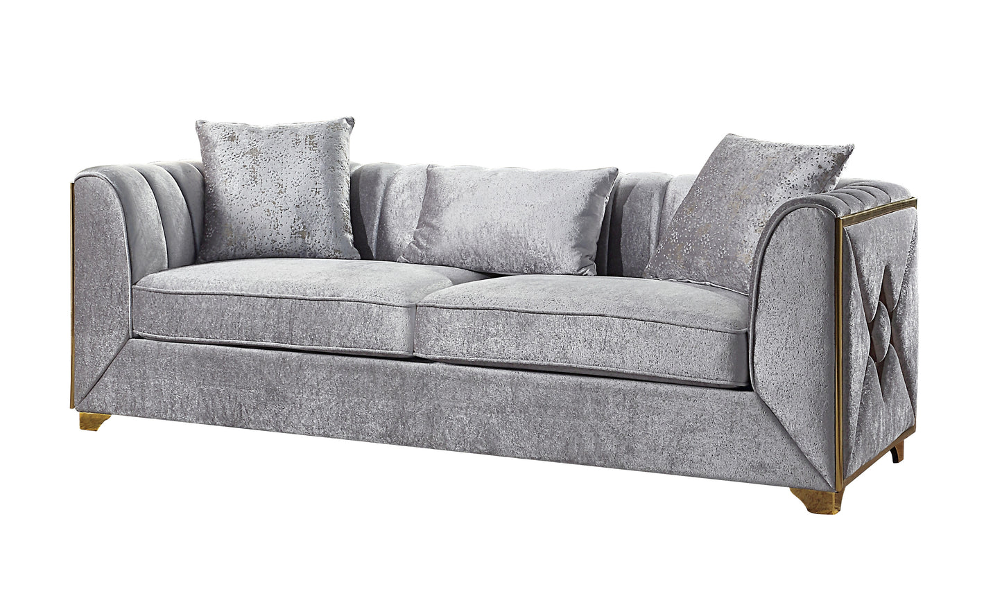 Velencia Modern Sofa - Silver Velvet Comfort