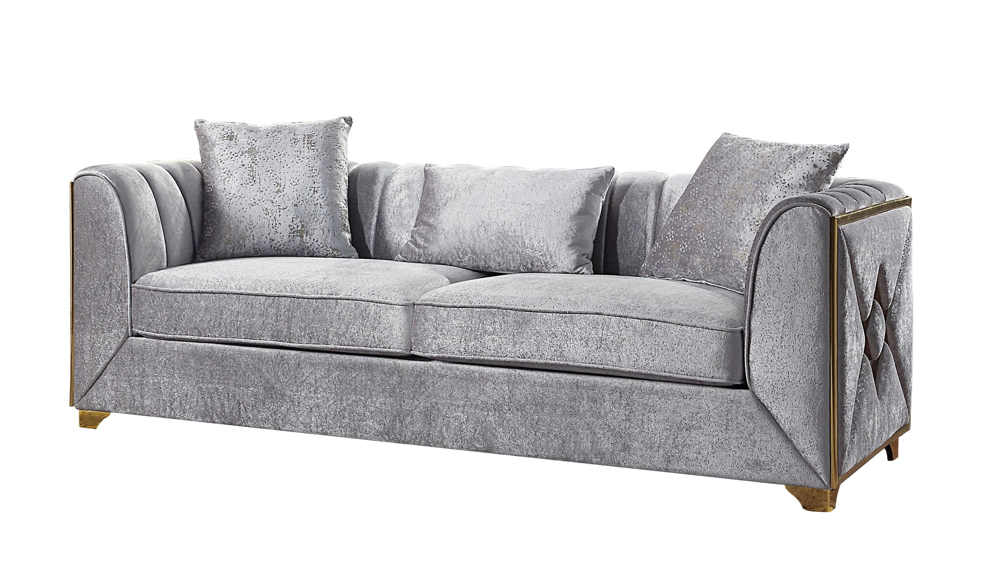 Velencia Modern Sofa - Silver Velvet Comfort