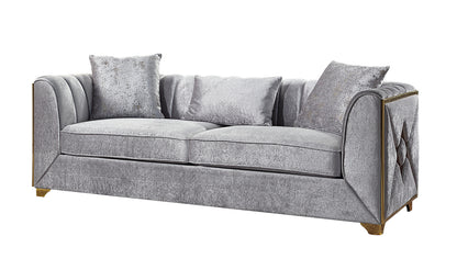 Velencia Modern Sofa - Silver Velvet Comfort