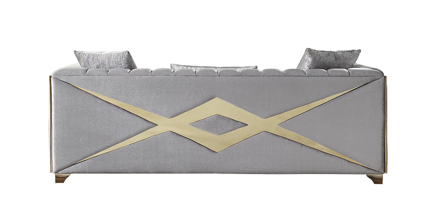 Velencia Modern Sofa - Silver Velvet Comfort