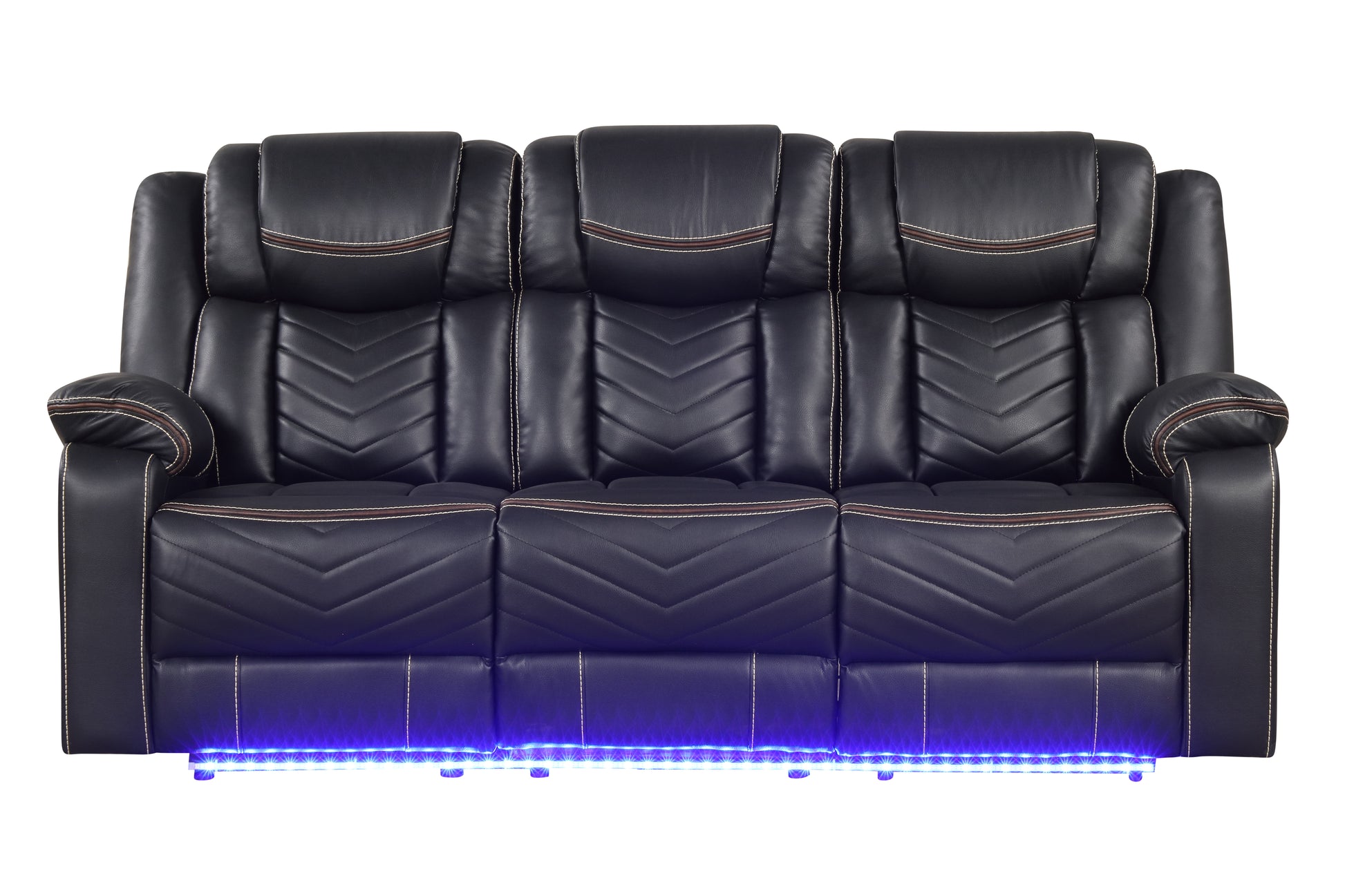 Challenger Modern Contemporary LED Power Recliner Sofa including cup holders made with wood and metal frame in Black