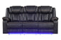 Challenger Modern Contemporary LED Power Recliner Sofa including cup holders made with wood and metal frame in Black