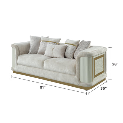 Cream Chenille Sofa - 36.5" Contemporary Sofa