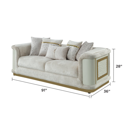 Cream Chenille Sofa - 36.5" Contemporary Sofa