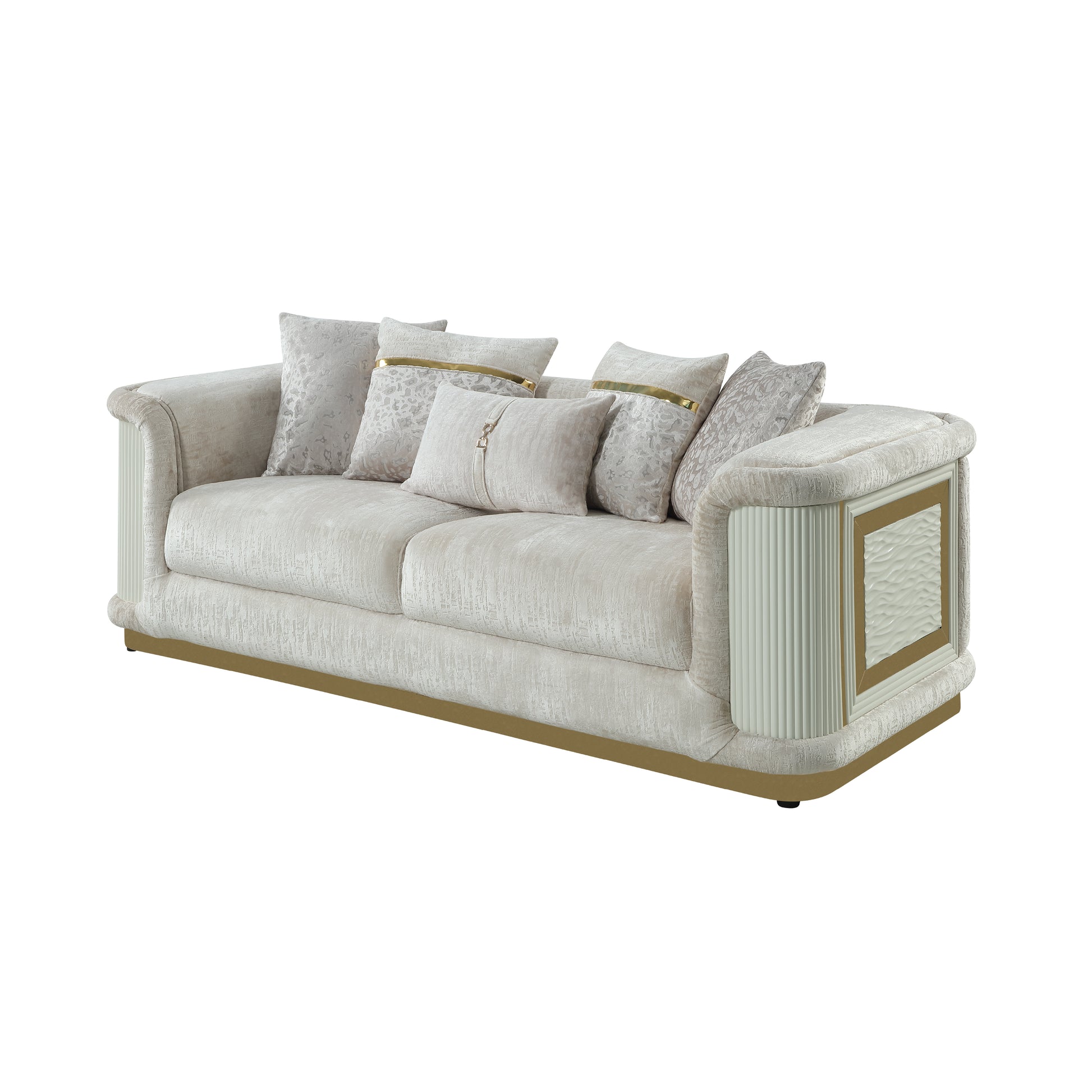 Cream Chenille Sofa - 36.5" Contemporary Sofa