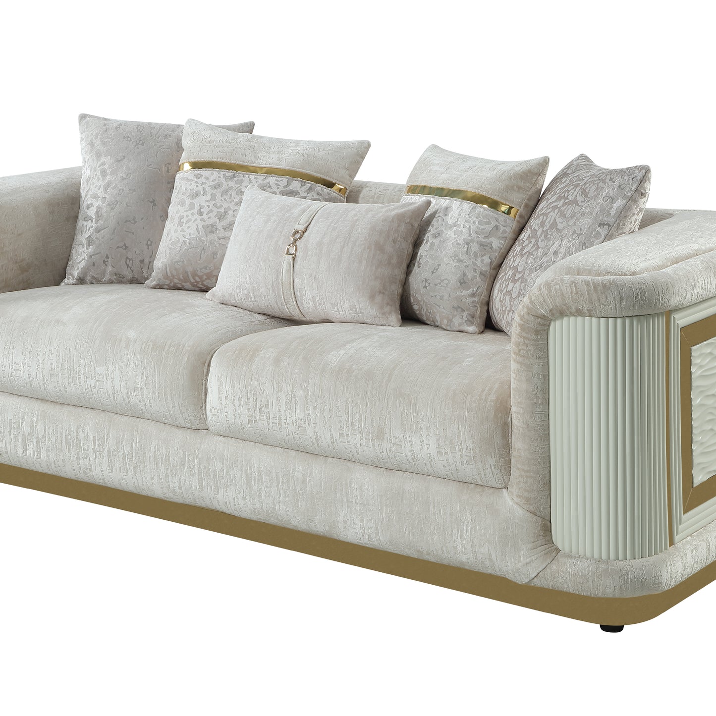Cream Chenille Sofa - 36.5" Contemporary Sofa