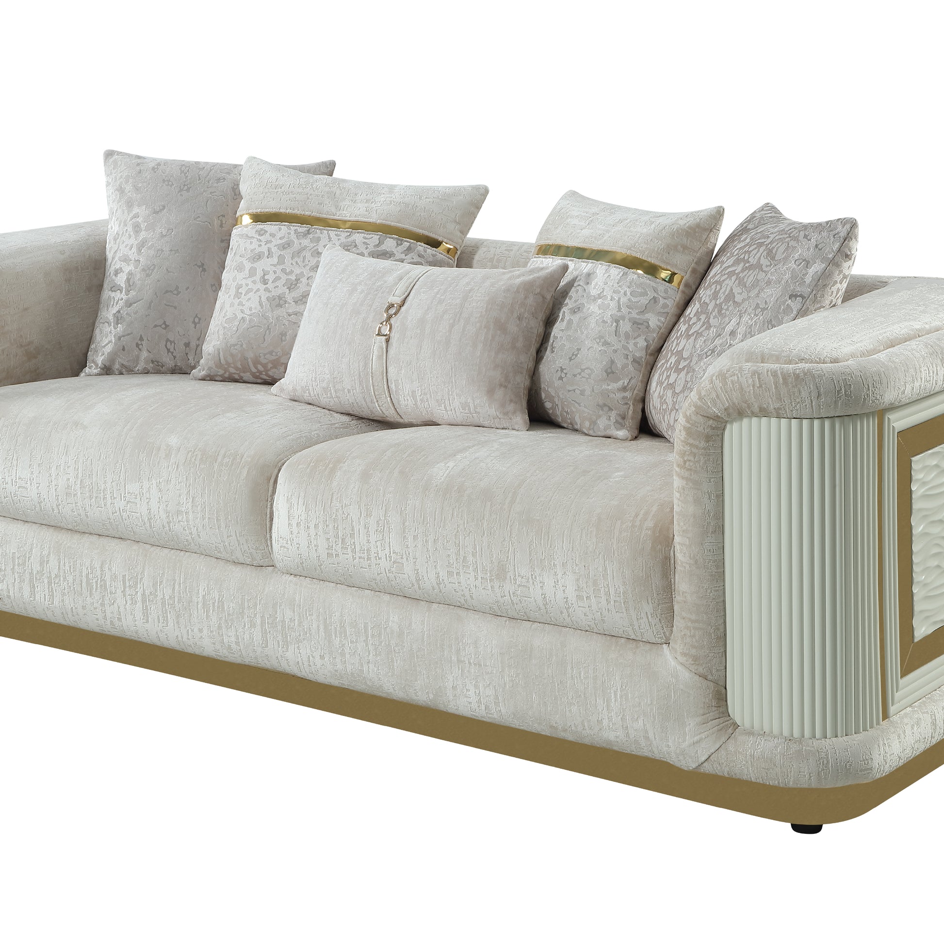 Cream Chenille Sofa - 36.5" Contemporary Sofa