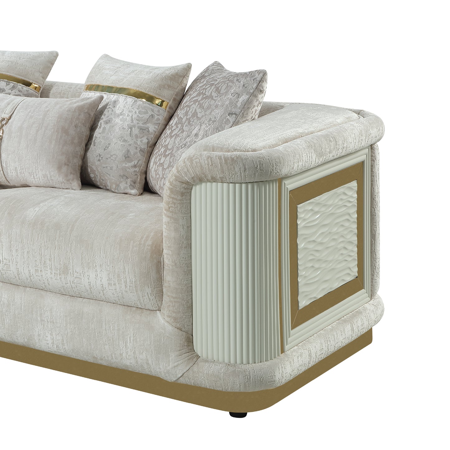Cream Chenille Sofa - 36.5" Contemporary Sofa