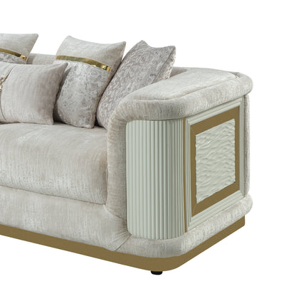 Cream Chenille Sofa - 36.5" Contemporary Sofa