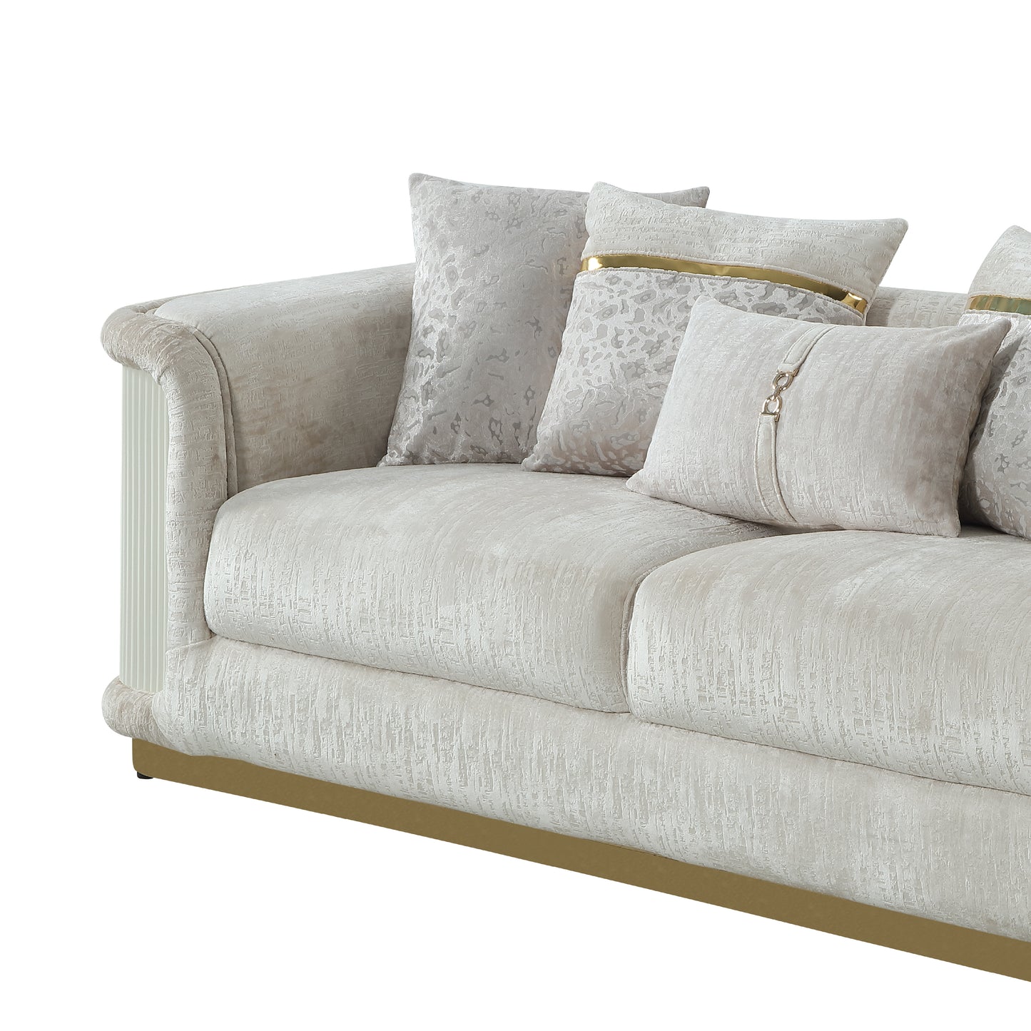 Cream Chenille Sofa - 36.5" Contemporary Sofa