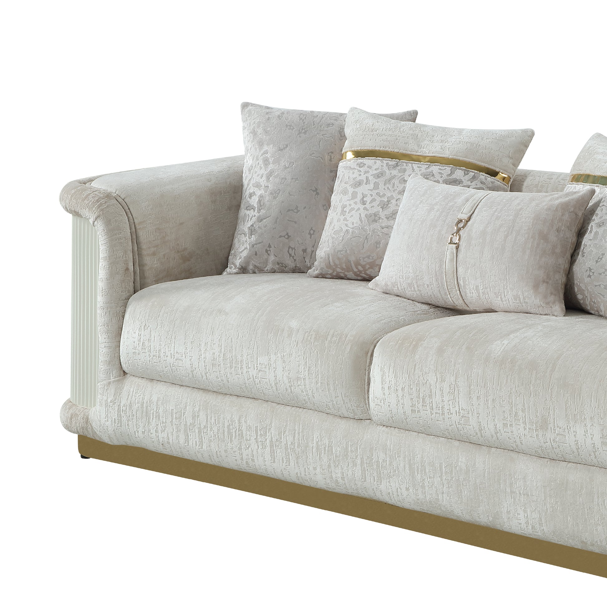 Cream Chenille Sofa - 36.5" Contemporary Sofa