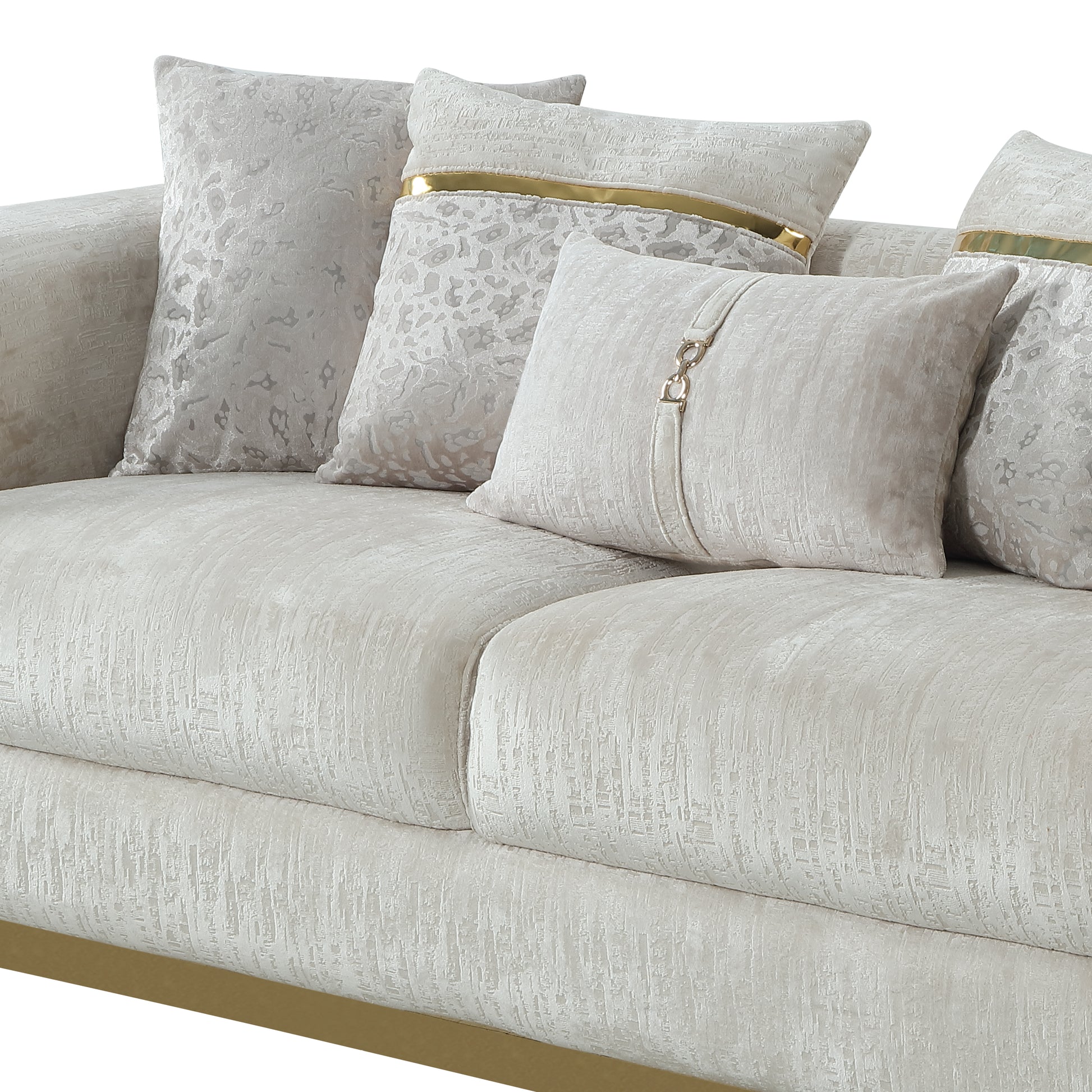 Cream Chenille Sofa - 36.5" Contemporary Sofa