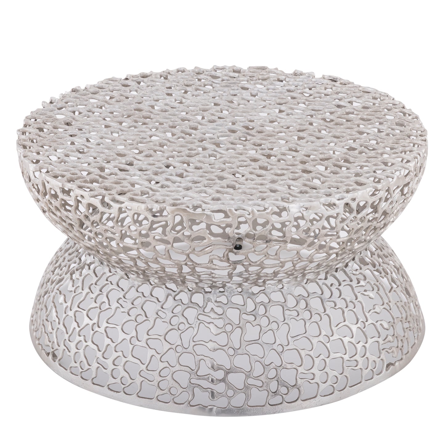T3704-35 Modern Style 32" Coffee Table made with Aluminum Metal in Silver
