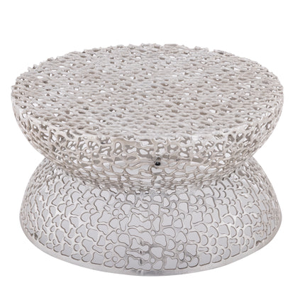 T3704-35 Modern Style 32" Coffee Table made with Aluminum Metal in Silver