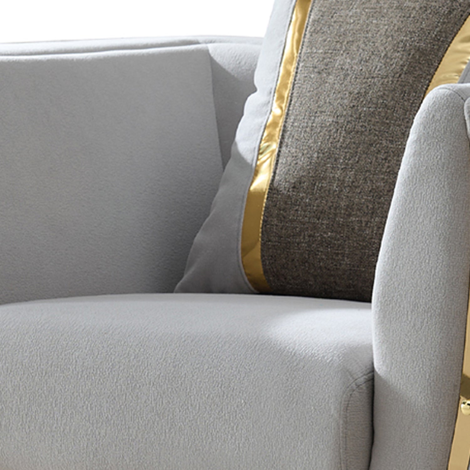 Gray Modern Accent Chair with Gold Frame - 37.5"W for Living Room