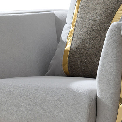 Gray Modern Accent Chair with Gold Frame - 37.5"W for Living Room