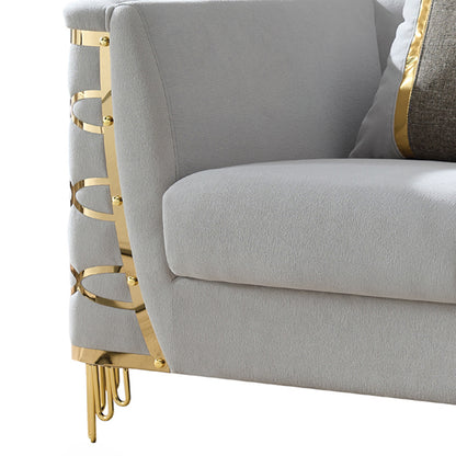 Gray Modern Accent Chair with Gold Frame - 37.5"W for Living Room