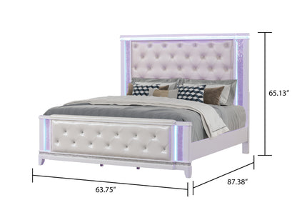 White Queen Bed - Luxurious Tufted Design for Bedroom