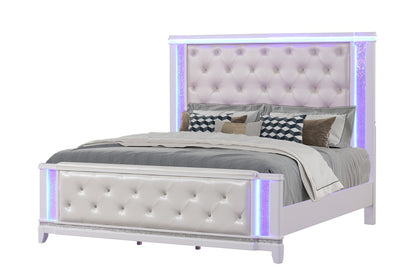 White Queen Bed - Luxurious Tufted Design for Bedroom