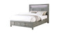 KENZO Modern Style Full Bed Made with Wood & LED Headboard with bookshelf in Gray