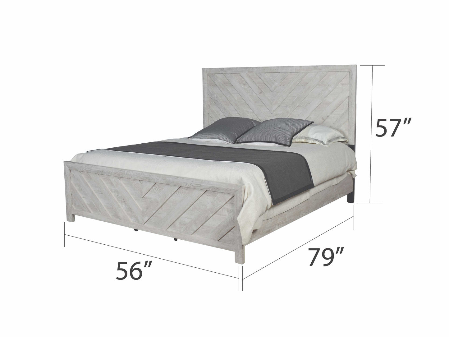 Modern Full Bed - Antique Natural Wood Frame