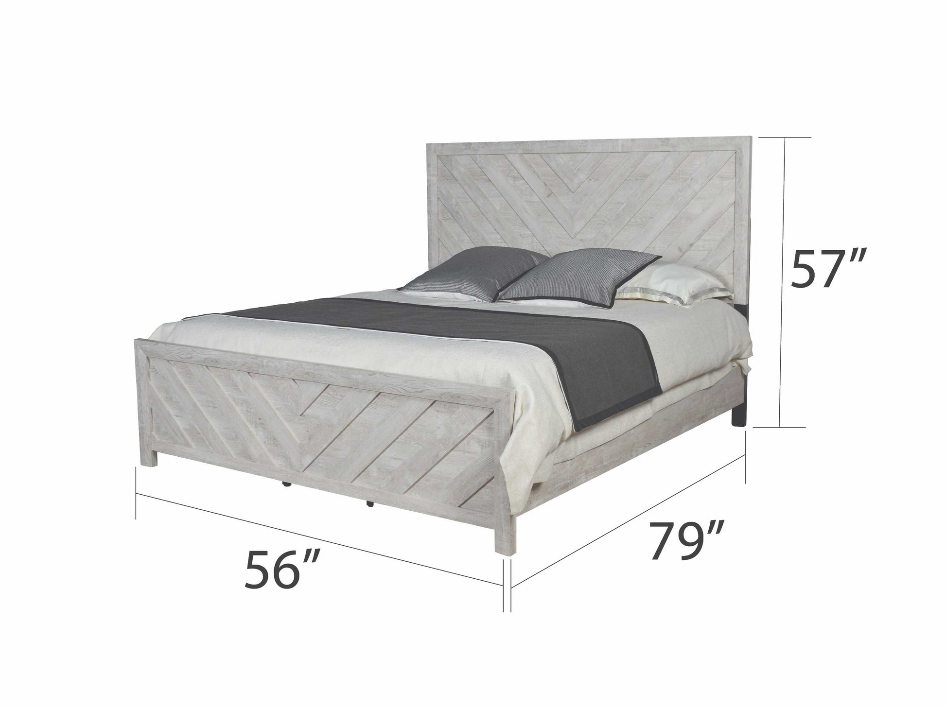 Modern Full Bed - Antique Natural Wood Frame