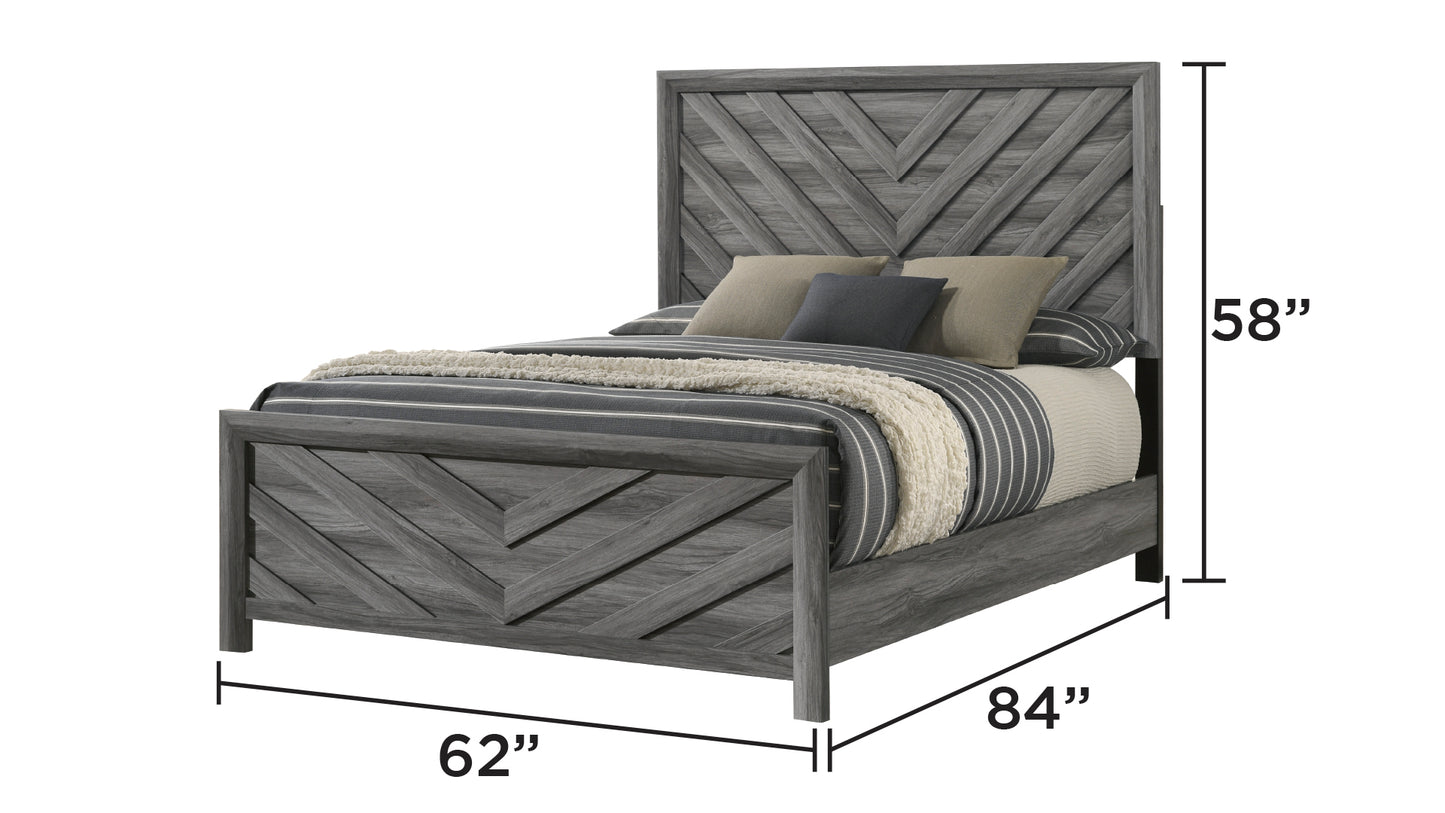 Denver Queen Bed - Modern Gray Wood Frame