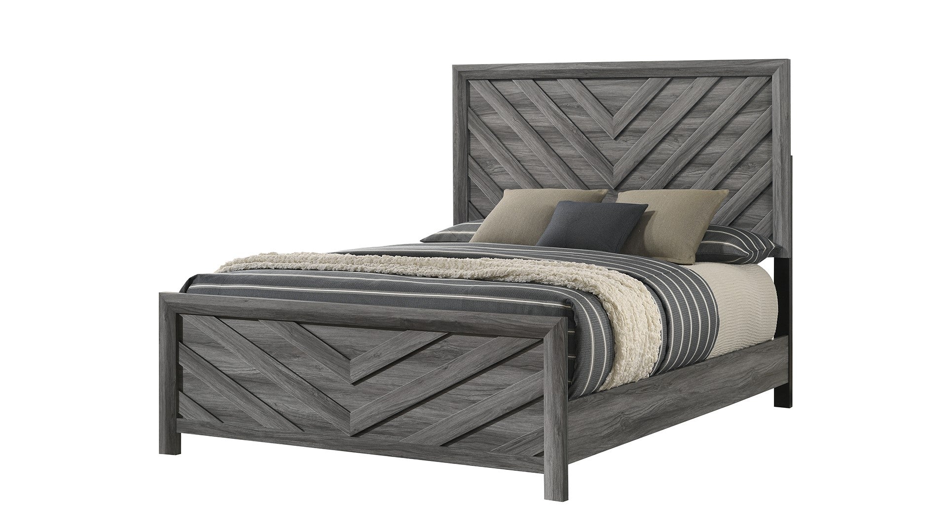 Denver Queen Bed - Modern Gray Wood Frame