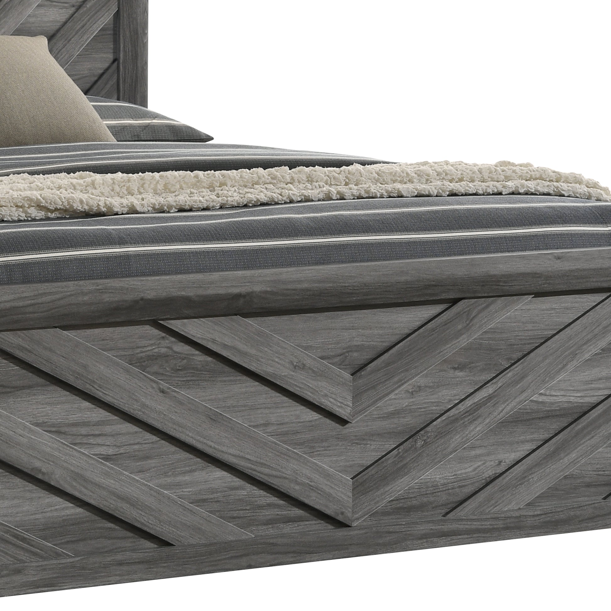 Denver Queen Bed - Modern Gray Wood Frame