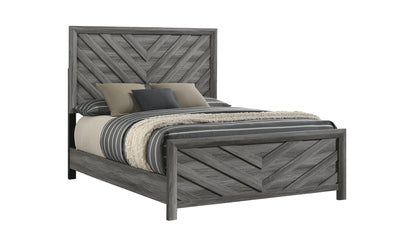 Modern Gray Acacia Wood Twin Bed Frame with Headboard and Footboard for Bedroom