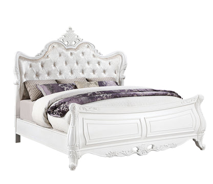 Opulence Modern Style Queen Bed Made with Wood in Pearl White