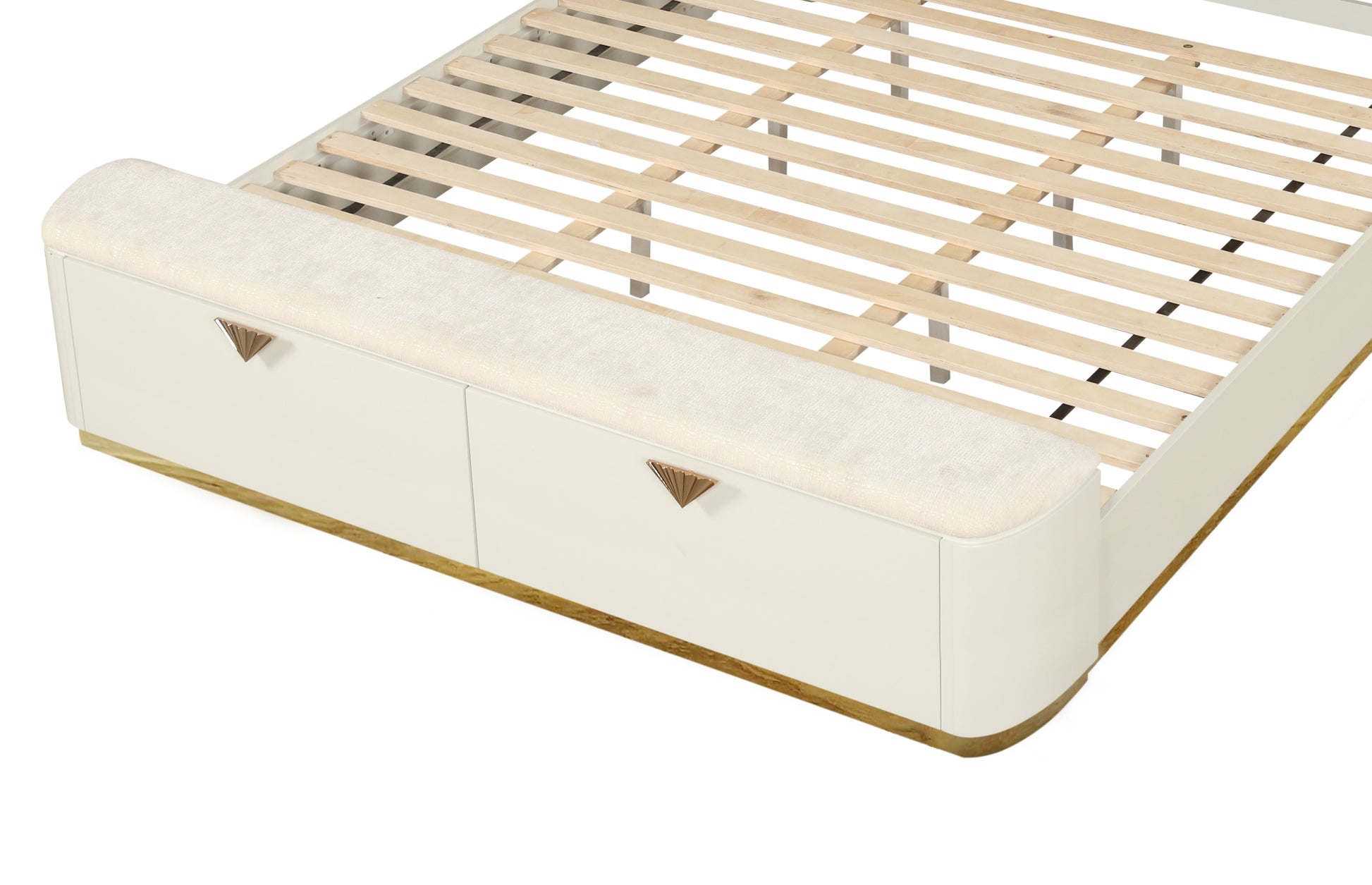 King Size Beige Wood Bed Frame with Storage