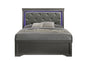 Blaze Upholstered Modern Style Queen Bed Made with LED Headboard & Wood in Metallic Gray