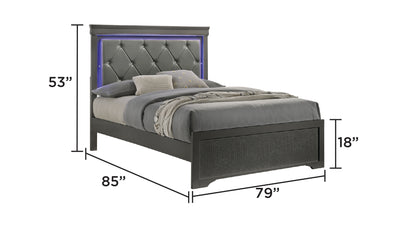 King Size Metallic Grey Wood Bed Frame