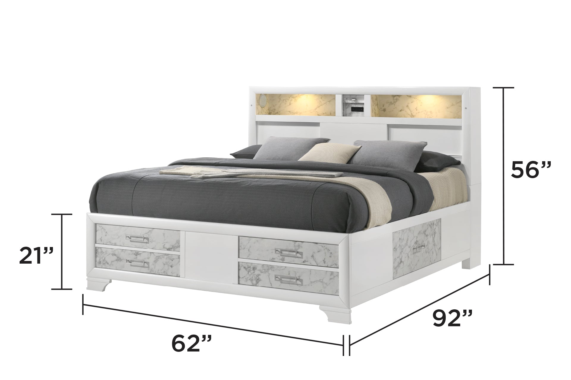 Soul Modern Queen Bed - Storage & USB Charging