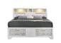 Soul Modern Style Queen Bed with Footboard drawers and shelves in the headboard Made with Wood in White