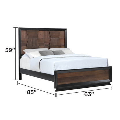 Walnut Wood Queen Bed Frame - Traditional Style