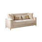 Lisa Modern Sofa in Ivory with Solid Birch Wood Frame, Pocket Coil Cushioning and Stainless Steel Legs