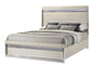Leonor Modern Style Queen Bed Made with Wood and LED Lighting in Gray with Clean Linear Detailing