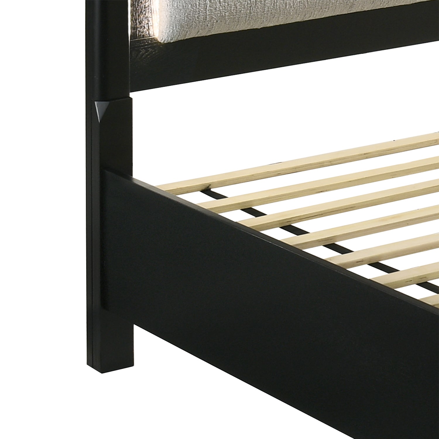 Queen Storage Bed - Black Wood Frame with Velvet Drawers