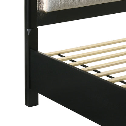 Queen Storage Bed - Black Wood Frame with Velvet Drawers