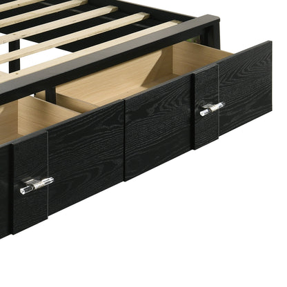 King Size Wood Storage Bed with LED Headboard for Bedroom