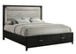 Opel Modern King Storage Bed with LED Upholstered Headboard, Sintered Stone Top, Velvet-Lined Storage Drawers in Black Wood-Grain Finish