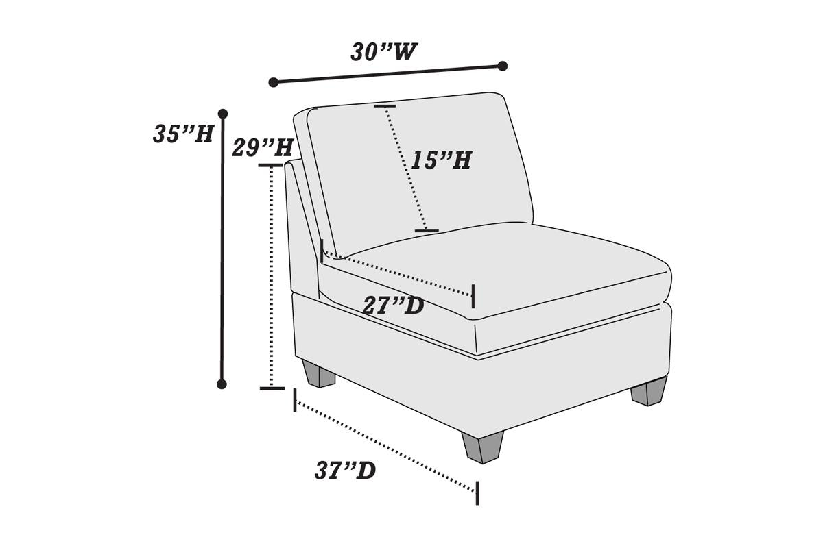 Grey Chenille Armless Sofa - 30" W for Home Spaces for Living Room