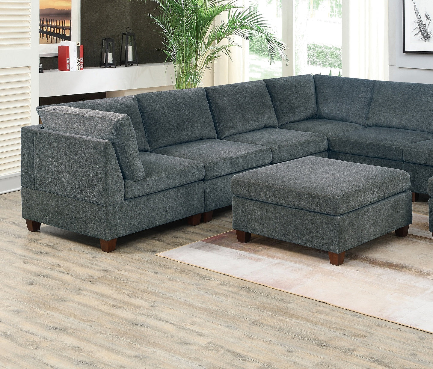 Grey Chenille Armless Sofa - 30" W for Home Spaces for Living Room
