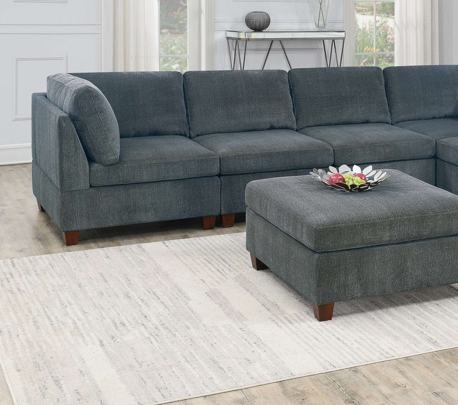 Grey Chenille Armless Sofa - 30" W for Home Spaces for Living Room